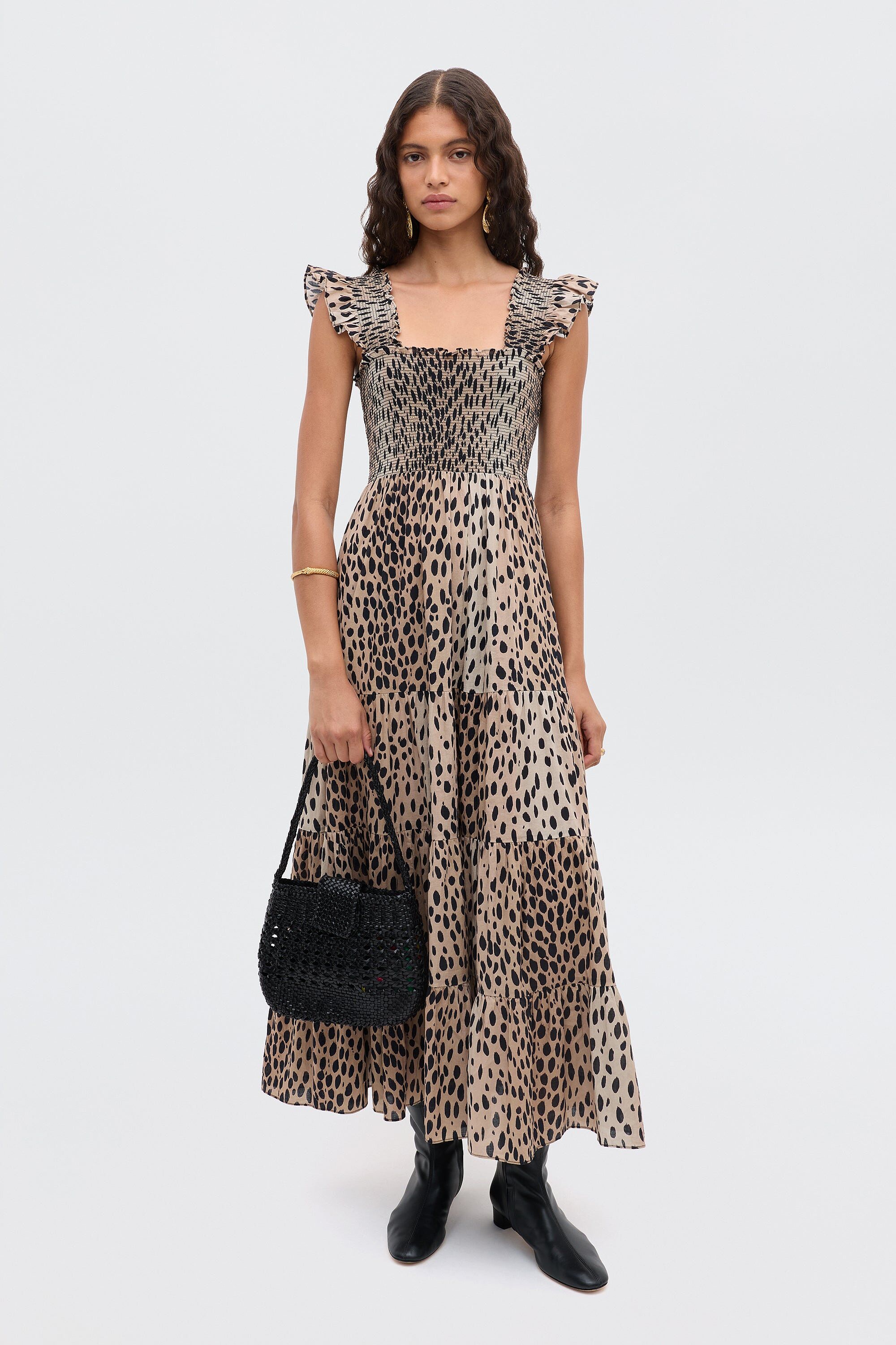 Kendall Cotton Midi Dress in Bohemia Spot Deep Navy