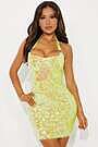 fashion nova neon yellow dress Electric Energy Sequin Mini Dress - Neon Yellow