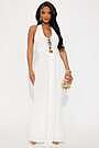alaia white halter dress Alaia Draped Halter Maxi Dress - White