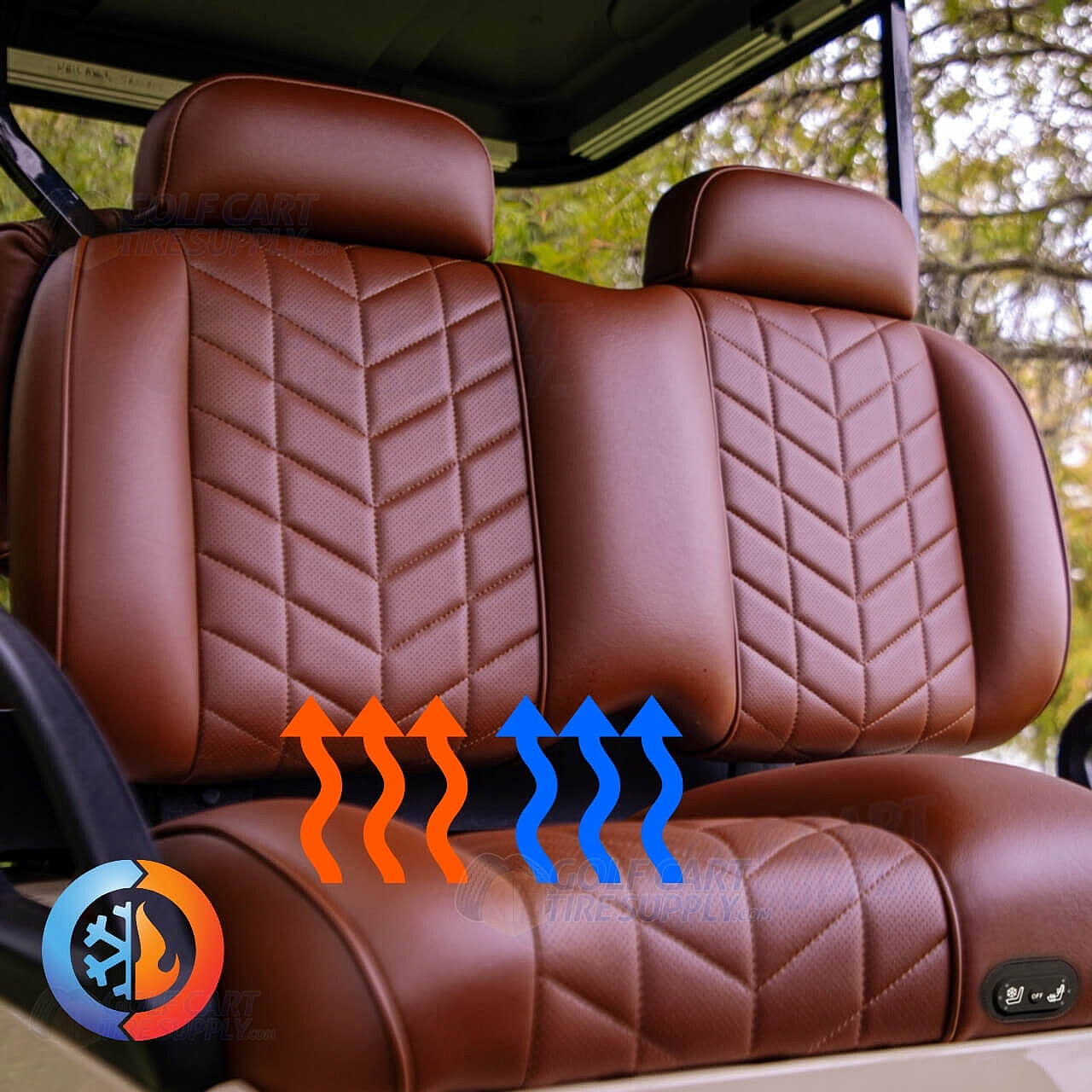 Aviator Deluxe EZGO RXV Front Seat Cushions, Heated & Cooled
