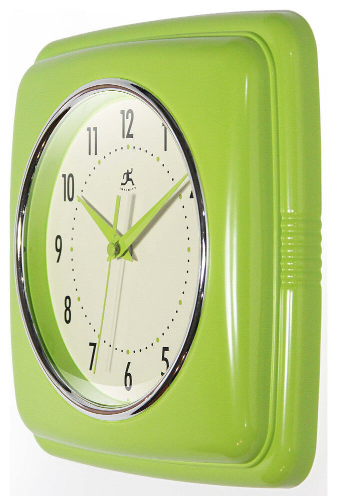 Square Retro 9.25\" Apple Green Wall Clock