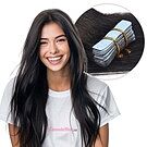 Product image for Black/Brown #1b Tape-ins Human Hair