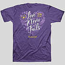 Product image for Cherished Girl Love Never Fails Faith T-Shirt