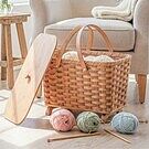Homestead Knitting Basket | Amish Yarn & Project Storage with Lid & Legs