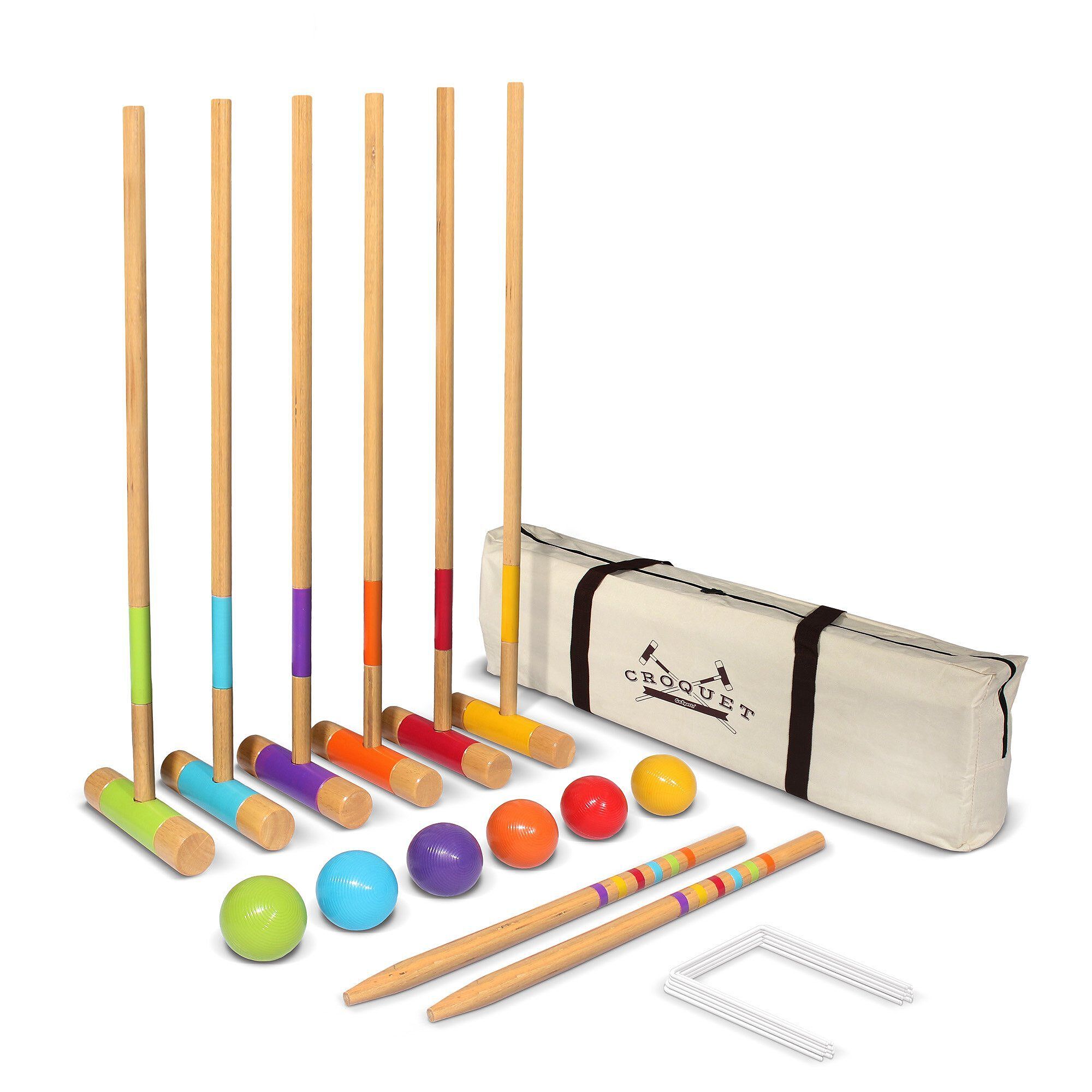 GoSports Premium Wood Stained Six Player Croquet Set
