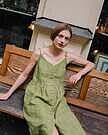 chinese dress ladies Wrap-Front Linen Dress with V-Neck NERIJA main image 1