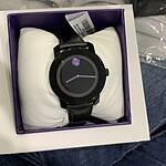 Movado Bold Black Dial Ladies Purple Accents Watch 3600528