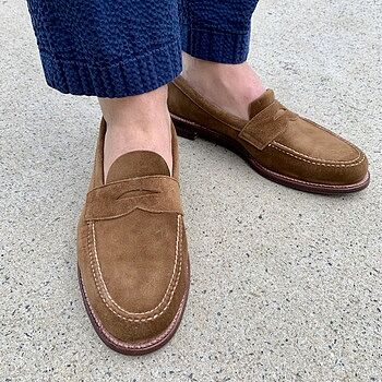 alden penny loafer suede