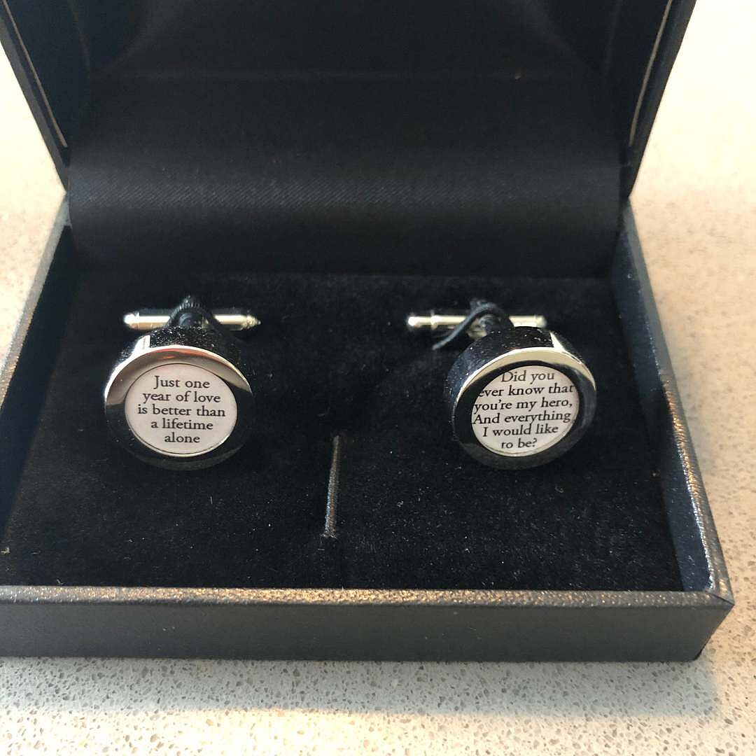 Cufflinks with Wedding Song or Vows Paper Anniversary