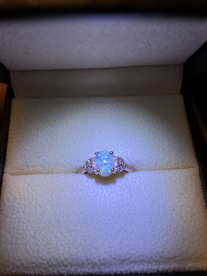 Solitaire Oval Opal Ring