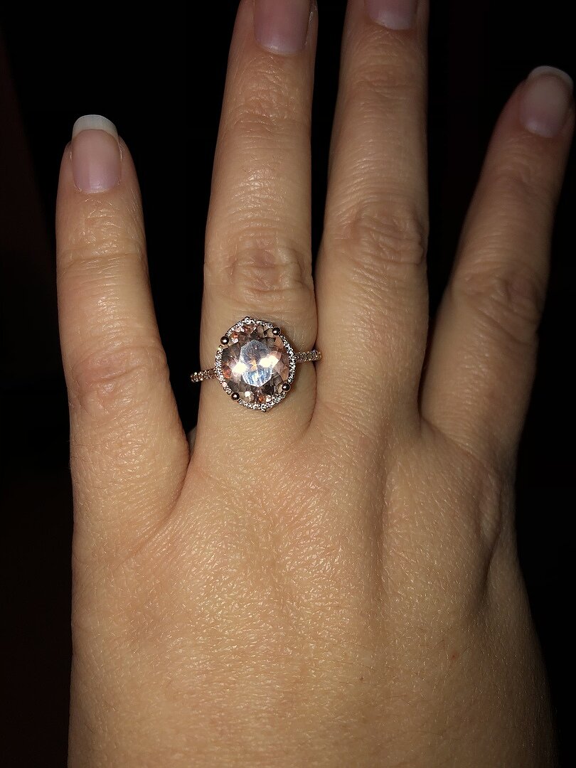 Dazzlingrock Orecchini A Bottone In Argento Sterling Placcato Oro Rosa - Morganite E Diamante Bianco - Halo