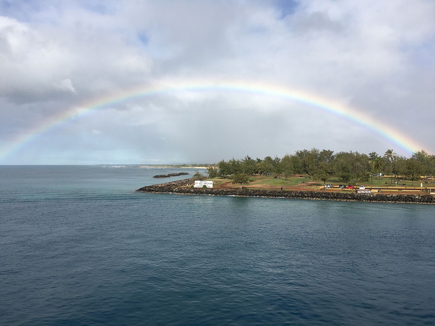 ジャンプは見れなかったけど、潮吹きと尾びれが見れました。ついでに虹も現れてラッキーでした。