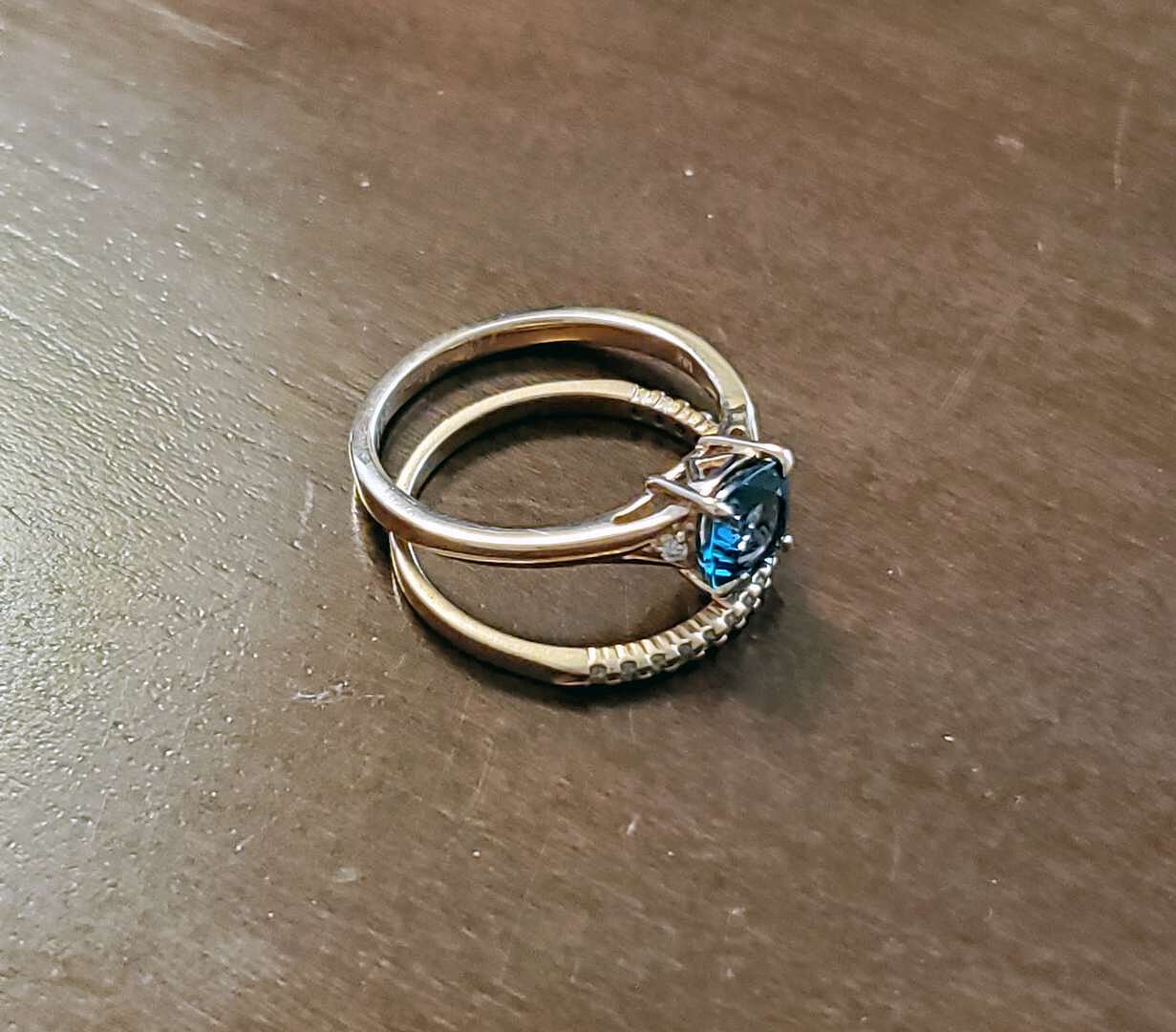 London blue topaz split shank in rose gold