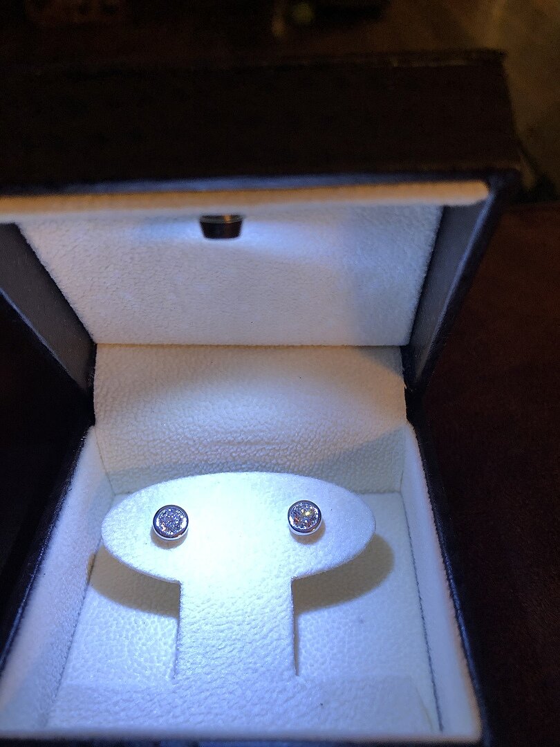 Bezel-Set Fancy Intense Blue Diamond Martini Stud Earrings