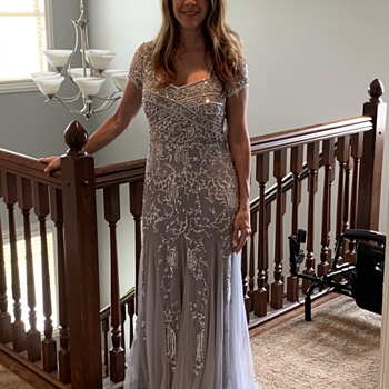 Plus Size Long Beaded Dress With Cap 