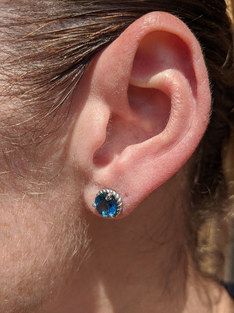 Rope frame Claw Set London blue topaz earrings
