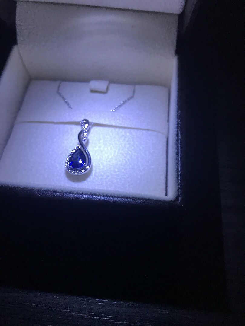 Twisted infinity sapphire drop necklace