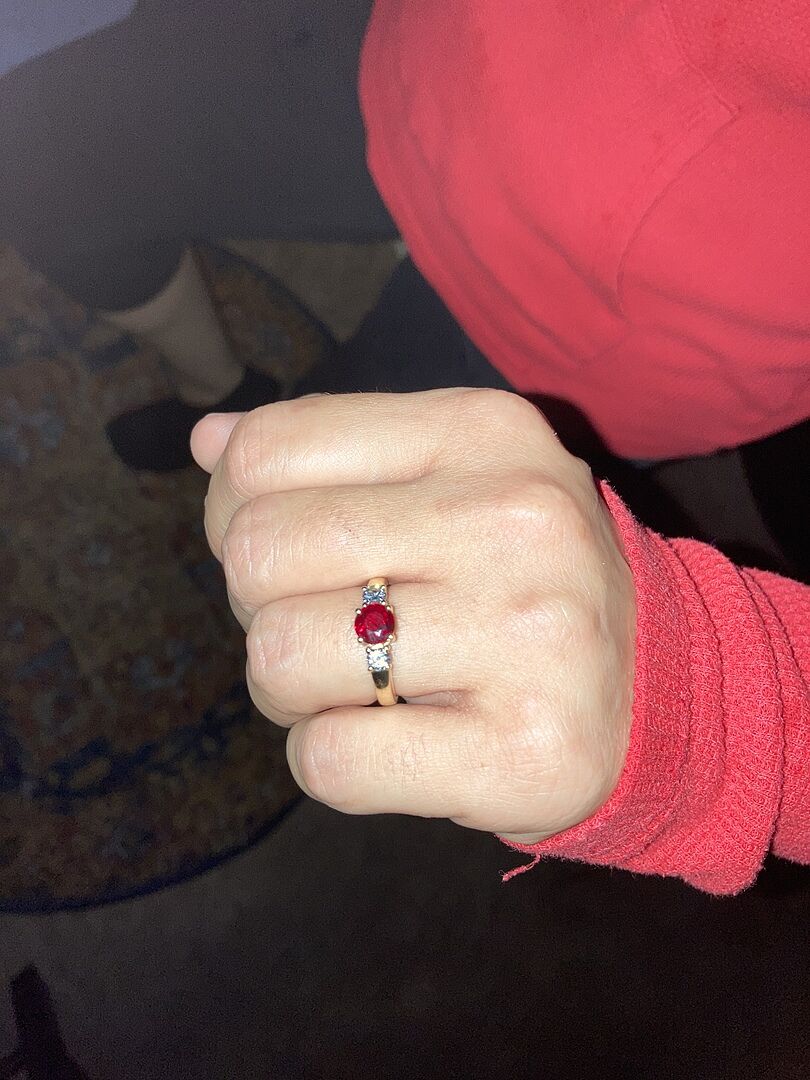 Classic ruby and diamond engagement ring