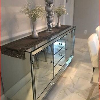 Zuri furniture azul clear glass mirrored accent storage cabinet chest discount