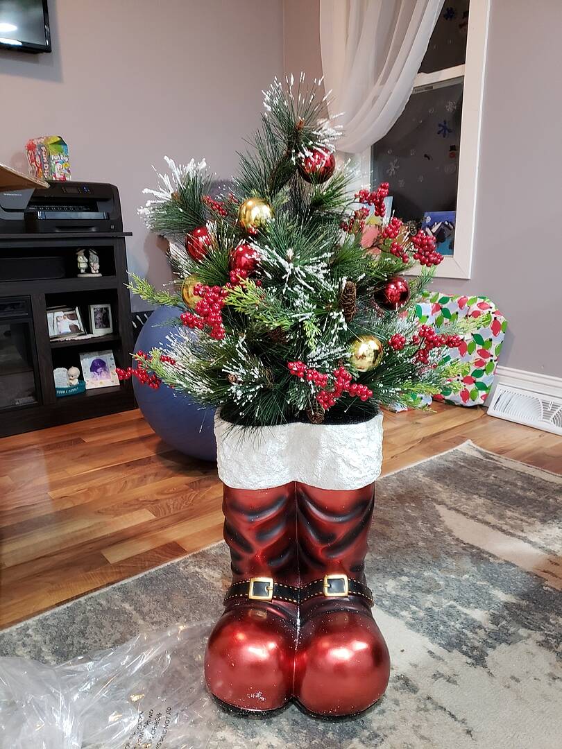 Large Holiday Time Santa Boots Planter Christmas buy Decor