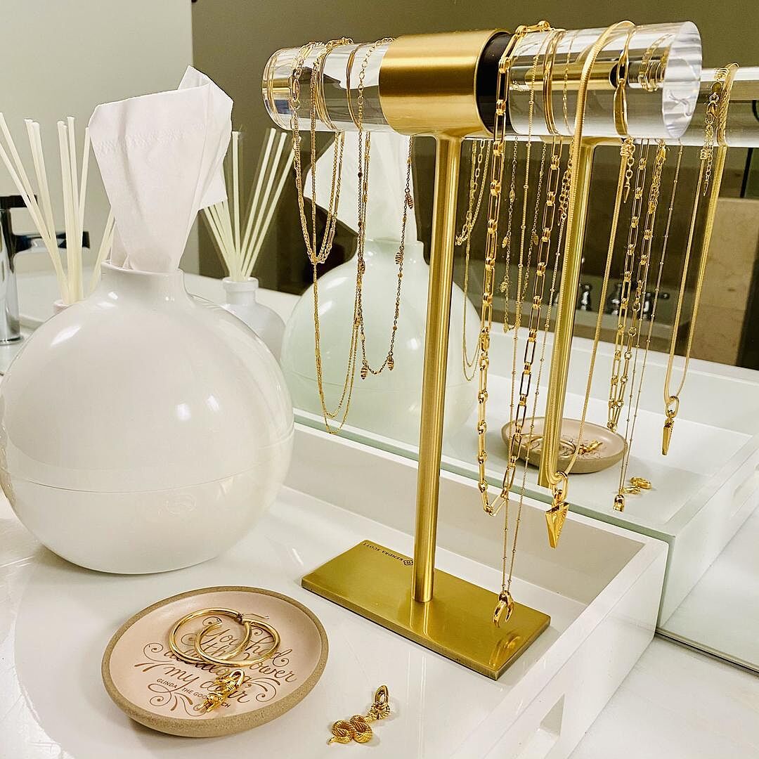 Large TBar Jewelry Stand in Brass Kendra Scott Home