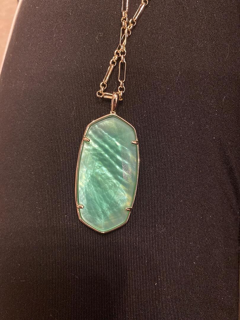 Faceted Reid Gold Long Pendant Necklace in Jade Green Illusion Kendra