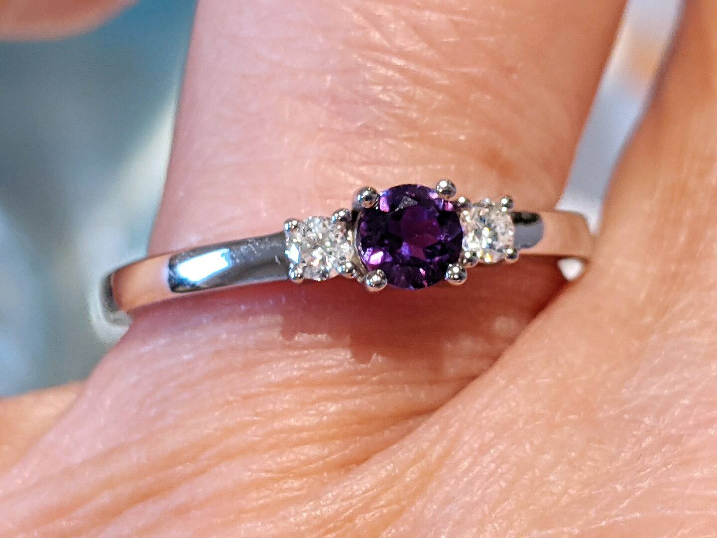 14K Yellow Gold Amethyst Ring with Diamond – Boston Aria Jewelry Collection