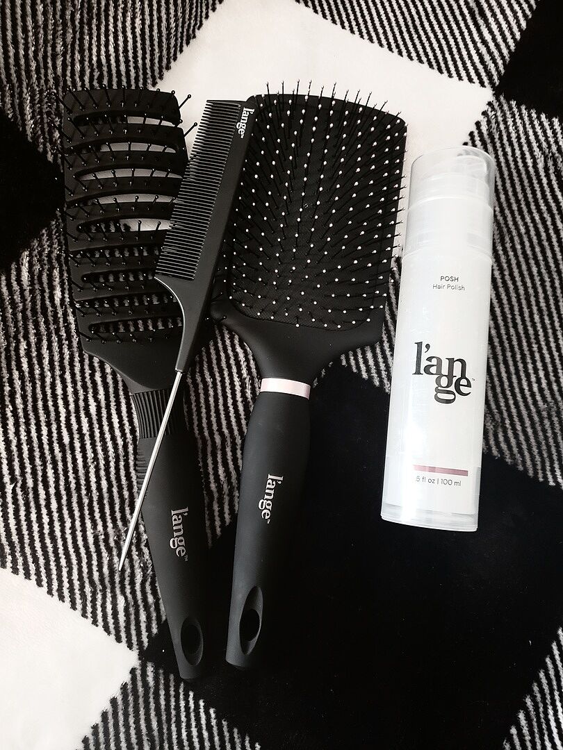 Lange Black and White Hair Styling Brush Set Equate Styling Brush and Comb Set, Black, 2 Pieces for  main image 2