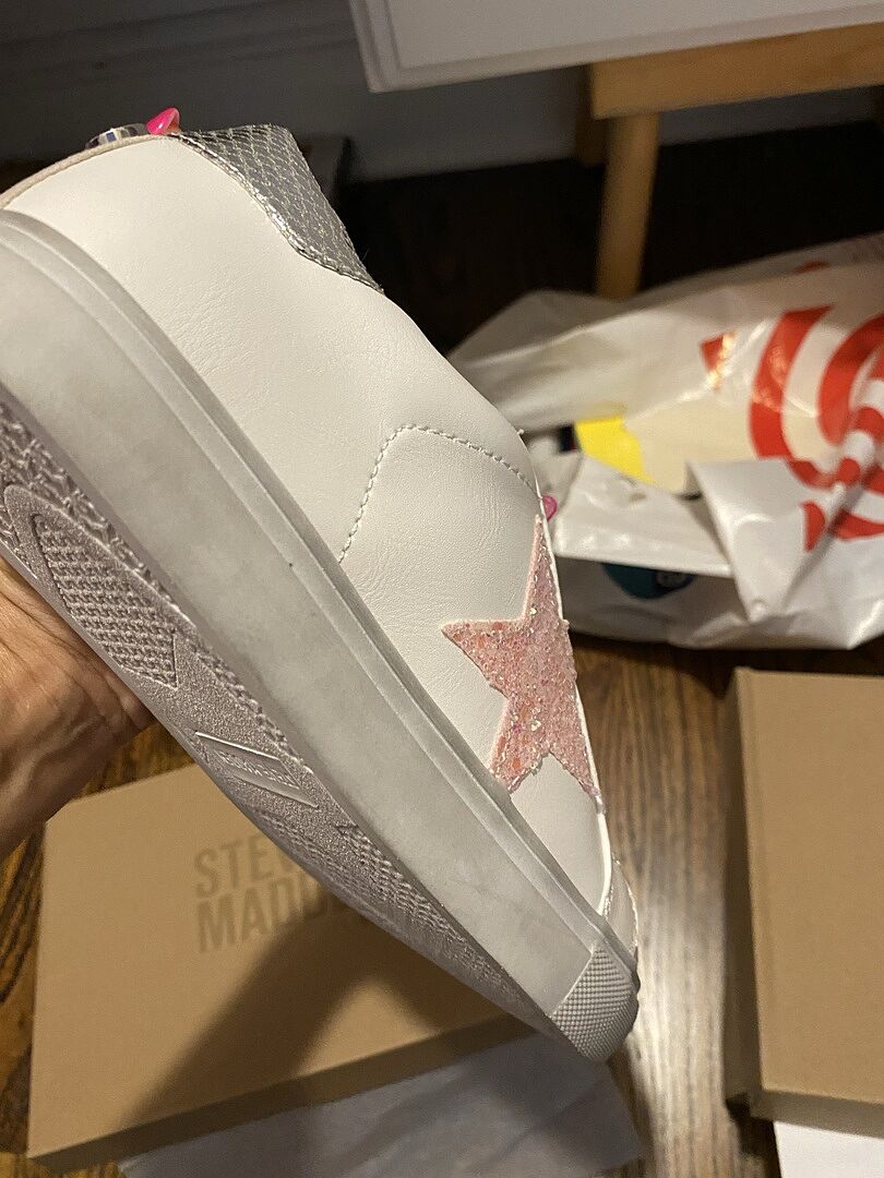 Kids' REZUME White Multi Girls' Lace-Up Star Sneakers