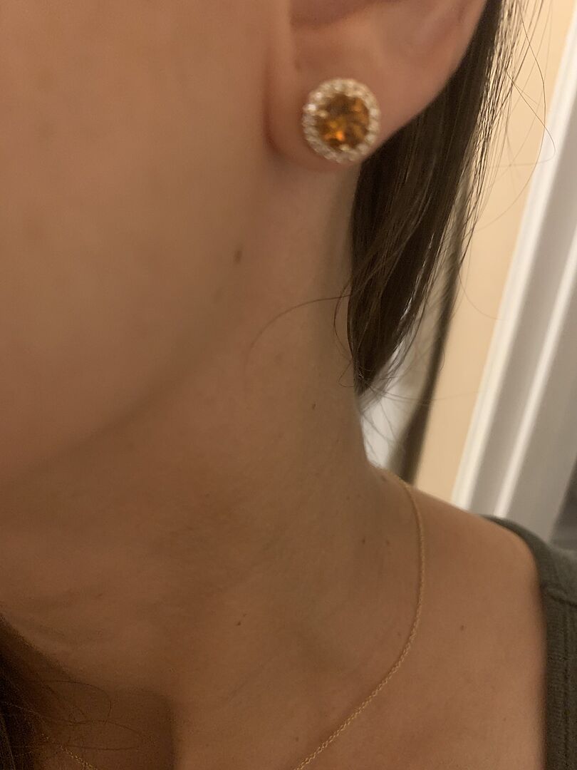 Citrine studs with halo