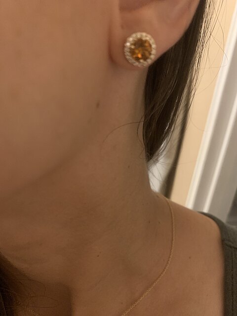 Citrine studs with halo