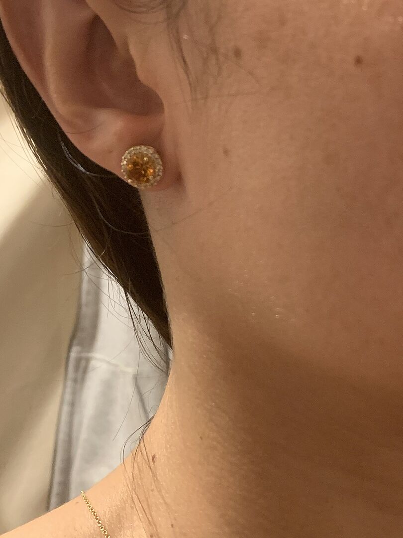 Citrine studs with halo