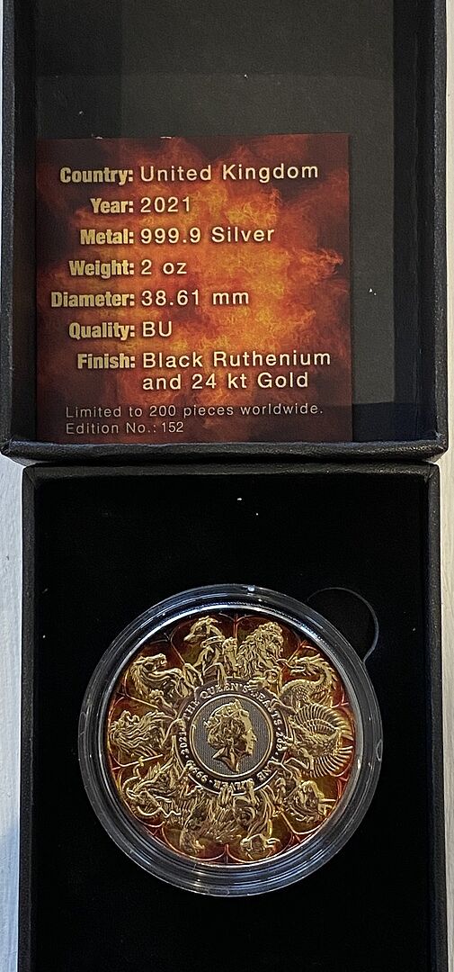 QUEEN BEASTS COMPLETER Burning 2 Oz Silver Coin 5£ United