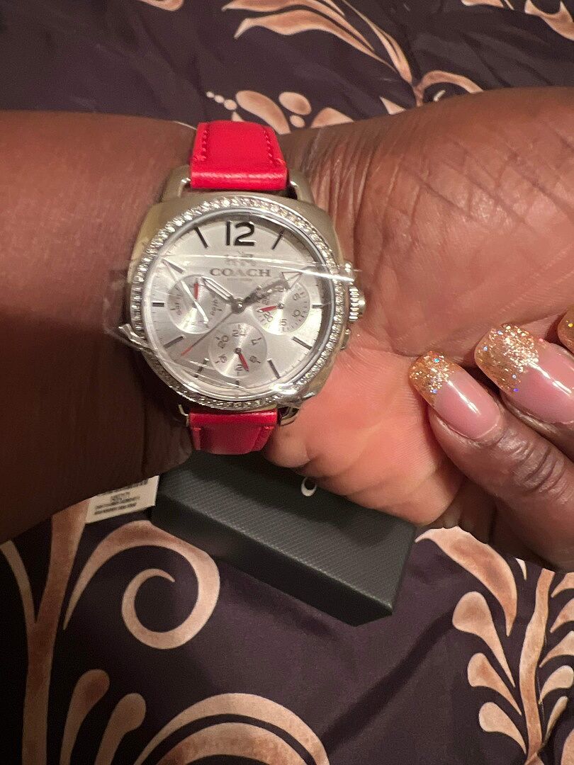 Coach Boyfriend Watch Women 32mm Silver Tone Day Date Red Leather New Battery Coach | Accessories | Coach Boyfriend Watch Women 32mm  main image 4