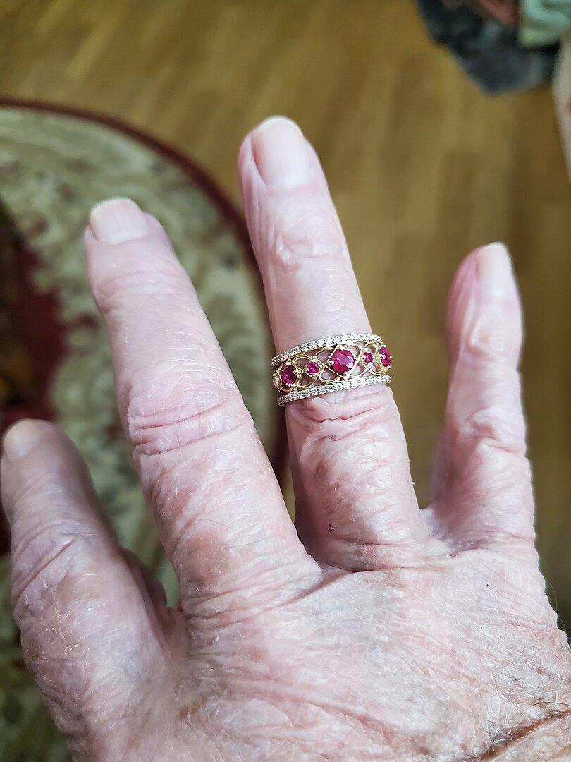 Art Deco Inspired Graduated Ruby and Diamond Ring