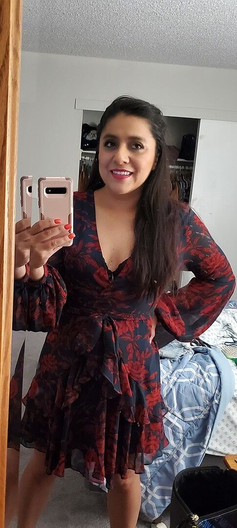 Kerry Layered Balloon Sleeve Dress Forest Green/Red Selfie Leslie