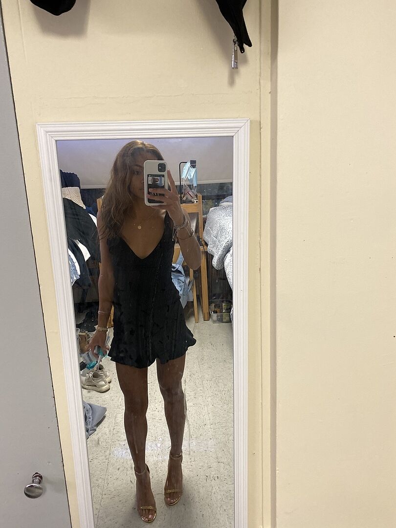 Moonlit Night Ruffle Strap Cut-Out Back Dress Black Selfie Leslie