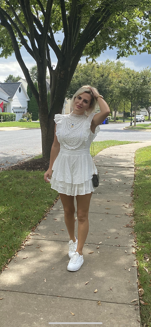 Shop the Nellie Lace Bust High Neck Romper White