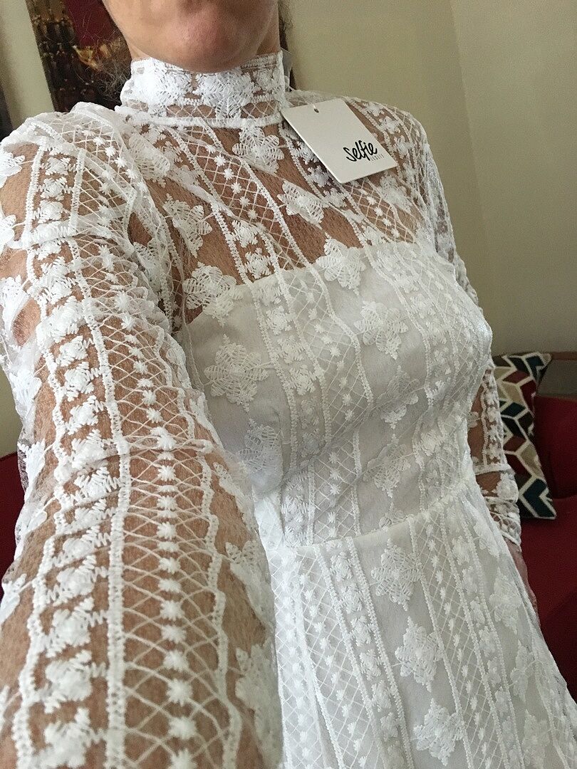 Amelia Lace Overlay Peek A Boo Dress White | Selfie Leslie