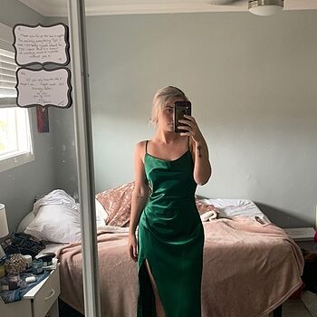 green emerald velvet dress Kamillia One-Shoulder Split Maxi Dress Olive main image 1