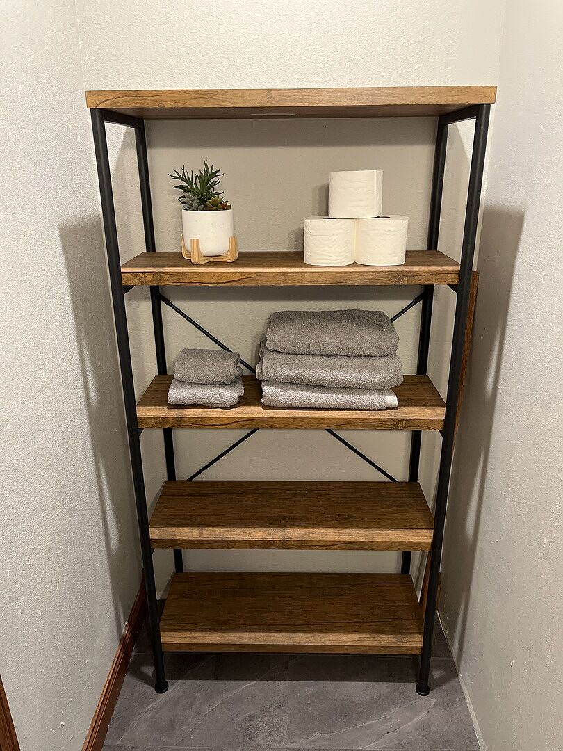 5-Tier Industrial Bookshelf w/ Metal Frame, Wood Shelves 5-Tier Industrial Bookshelf w/ Metal Frame, Wood Shelves