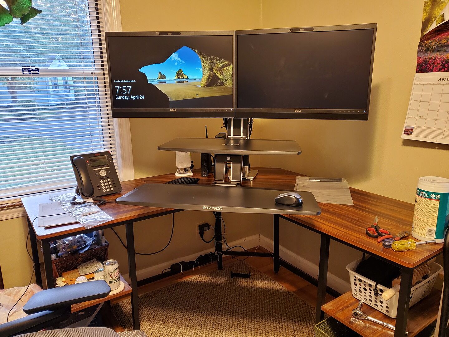 Sit-Stand Desk Arm | WorkFit-A Dual-Monitor Sit Stand Desk