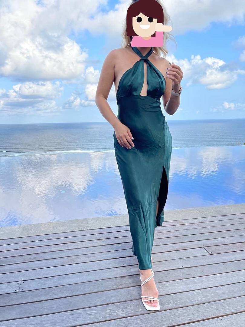 Shop the Te Amo Halterneck Open Back Midi Dress Forest Green