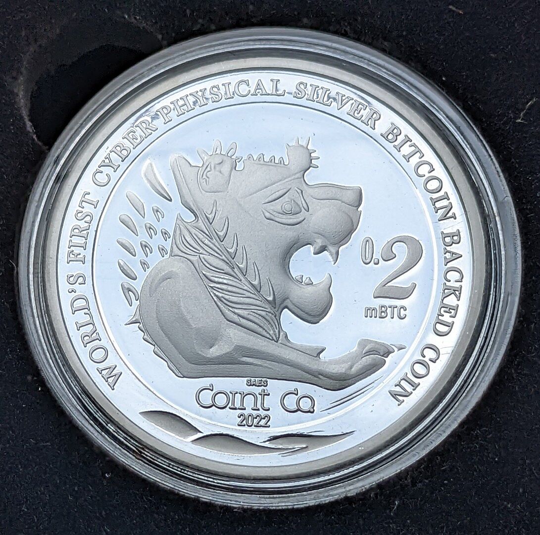 NEW LYDIAN COIN Bitcoin Backed 1 Oz Silver Coin 0.2 mBTC 2022