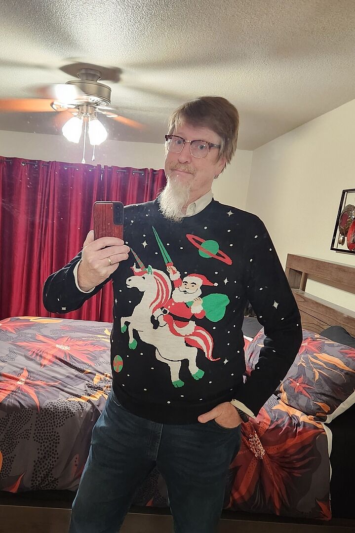 Santa Unicorn Big and Tall Ugly Christmas Sweater: Men's Christmas