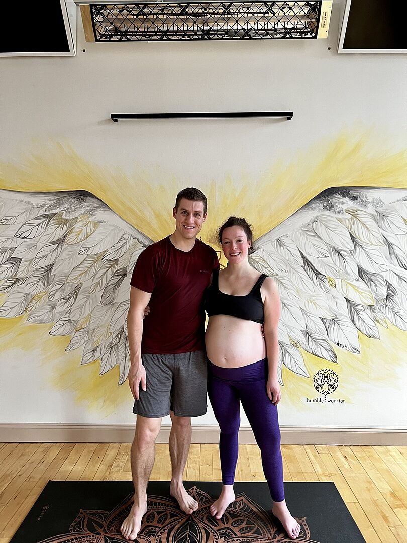 Beyond Yoga Spacedye Love the Bump Midi leggings Dark Ivy Heather gravid