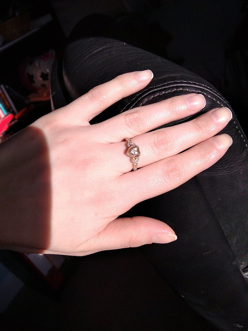 Milgrain Petal Diamond Composite Heart Promise Ring