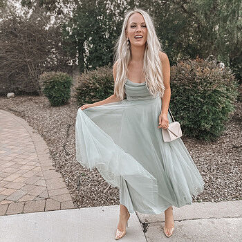 floating by plunging neckline mesh overlay midi dress sage Sage Halter Neck Mesh Midi Dress With Open Back