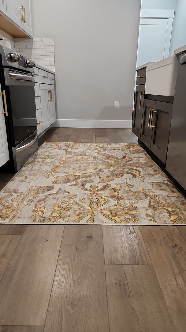 Transitional Damask Gold Rug
