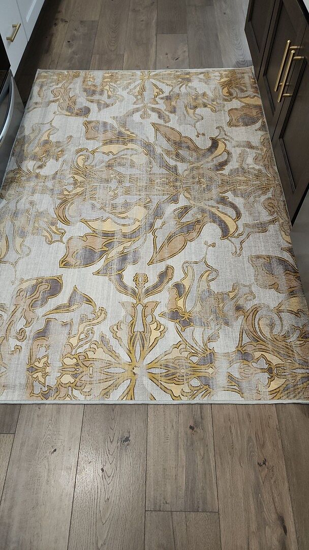 Transitional Damask Gold Rug